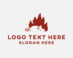 Flaming - Fire Pig Roasting logo design