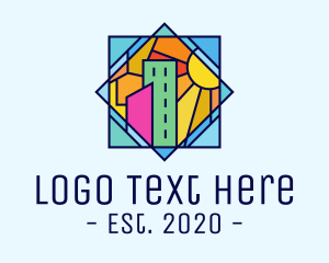 Tower - Stained Glass Urban City logo design