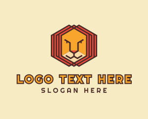 Red Eyes - Geometric Lion Face logo design