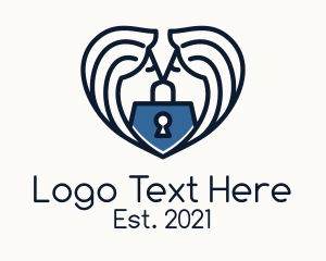 Marriage - Kiss Lock Heart logo design
