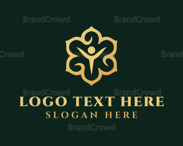 Golden Yoga Flower Logo