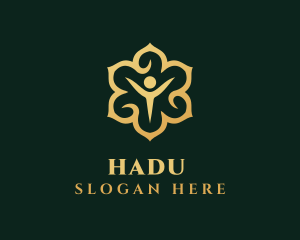 Human - Golden Yoga Flower logo design