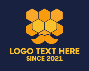 Beehive - Honeycomb Mustache Salon logo design