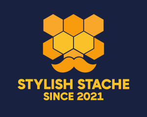 Honeycomb Mustache Salon  logo design