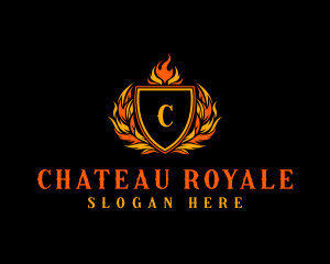 Flaming Royal Crest logo design