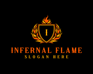 Flaming Royal Crest logo design