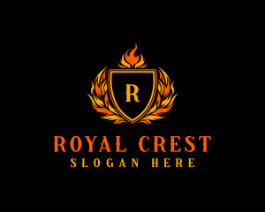 Flaming Royal Crest logo design