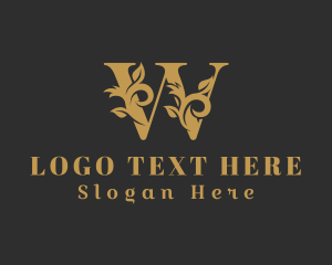 Feminine - Golden Plant Letter W logo design