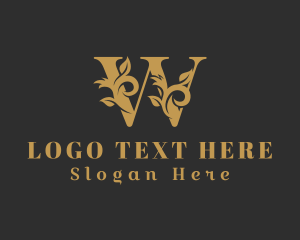 Golden Plant Letter W Logo