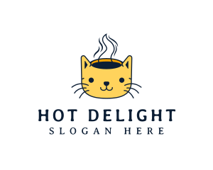 Hot Coffee Cat logo design