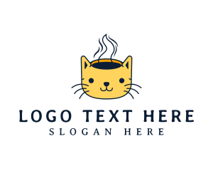Caffeine - Hot Coffee Cat logo design