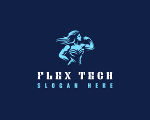 Flex - Woman Muscle Physique logo design