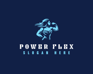 Muscles - Woman Muscle Physique logo design