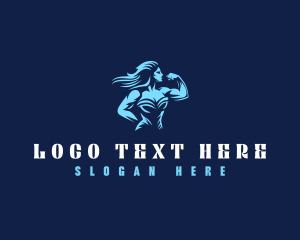 Strong - Woman Muscle Physique logo design