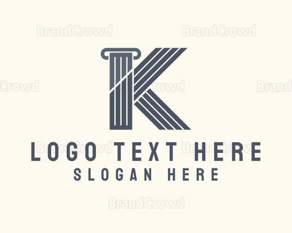 Lawyer Pillar Letter K Logo