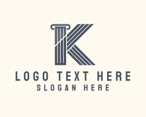 Court House - Lawyer Pillar Letter K logo design