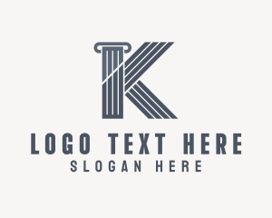 Letter K - Pillar Column Letter K logo design