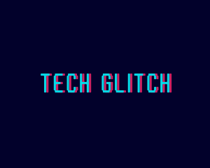 3D Glitch Wordmark logo design