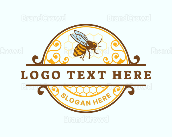 Honeycomb Bumblebee Honey Logo