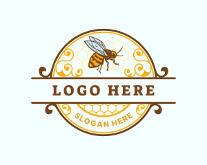 Honeycomb Bumblebee Honey Logo