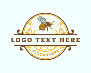 Bee - Honeycomb Bumblebee Honey logo design