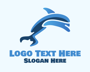 Aquarium - Blue Dolphin Swim logo design