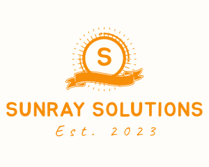 Retro Ribbon Sunray logo design