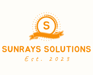 Retro Ribbon Sunray logo design