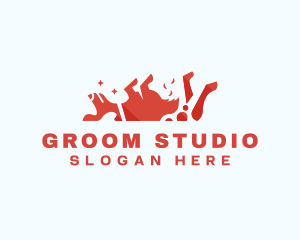 Groom - Dog Pet Scissors Grooming logo design