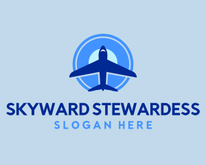 Stewardess - Blue Airline Plane logo design