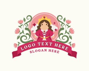 Monarch - Cute Floral Queen Cartoon logo design