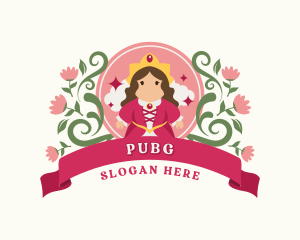 Cute Floral Queen Cartoon Logo