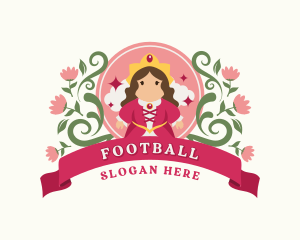 Queen - Cute Floral Queen Cartoon logo design