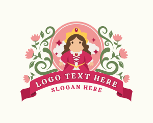 Princess - Cute Floral Queen Cartoon logo design