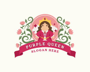 Cute Floral Queen Cartoon logo design