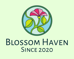 Flowering - Stained Glass Wellness Lily logo design