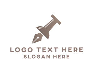 Fountain Pen - Pin Pen Nib logo design