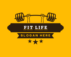 Weightlifting Barbell Fitness logo design