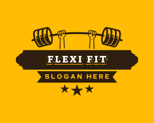 Weightlifting Barbell Fitness logo design