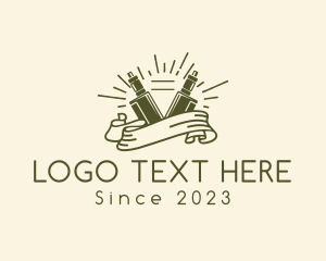 E Cigarette - Hipster Vape Ribbon logo design