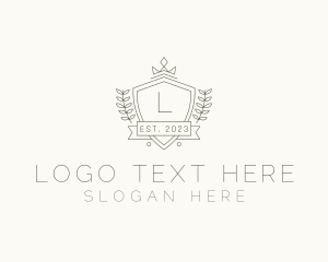 Luxe - Crown Shield Wreath logo design