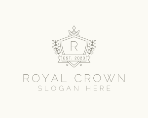 Crown Shield Wreath logo design