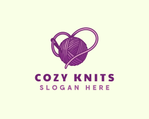 Wool Yarn Knitting logo design