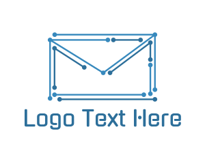 Communication - Tech Circuit Envelope logo design