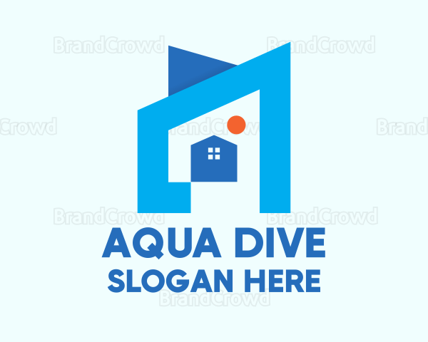 Blue Geometric House Logo