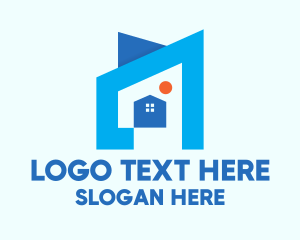 Shelter - Blue Geometric House logo design