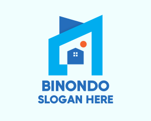 Blue Geometric House Logo