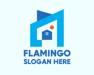 Blue Geometric House Logo