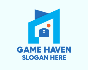 Blue Geometric House Logo