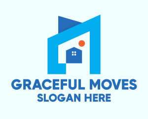 Blue Geometric House Logo